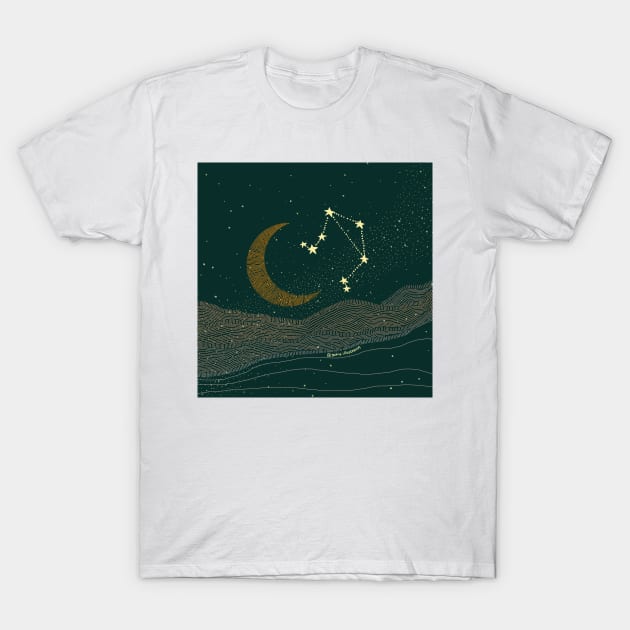 Libra Night Sky T-Shirt by Sierraillustration